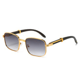 (6 PACK) Wholesale Sunglasses New Arrival Vintage Wood Grain Square Women Trendy Fashion 2024 - BulkSunglassesWholesale.com - Gold Frame Gradient Black Lens